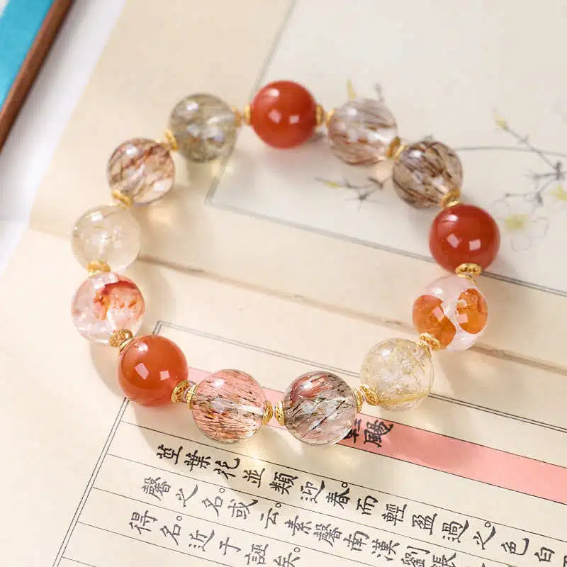 Natural Black Rutilated Super Seven Crystal Bracelet