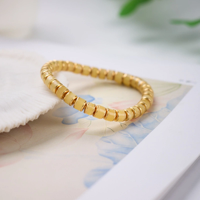 TerraDharma "Nurturing Fortune & Radiant Harmony" Natural Barrel-shaped Beads of Amber Bracelet