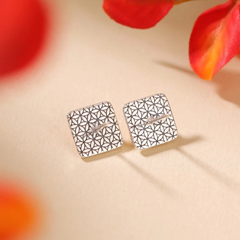 TerraDharma "Radiant Renewal & Positivity Infusion" Sun - Inspired Amber & Silver Stud Earrings