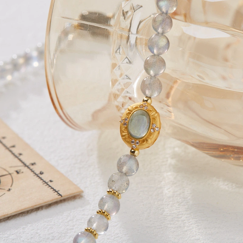 TerraDharma "Spirit Awakening & Moonlit Healing" Natural Moonstone Crystal Bracelet