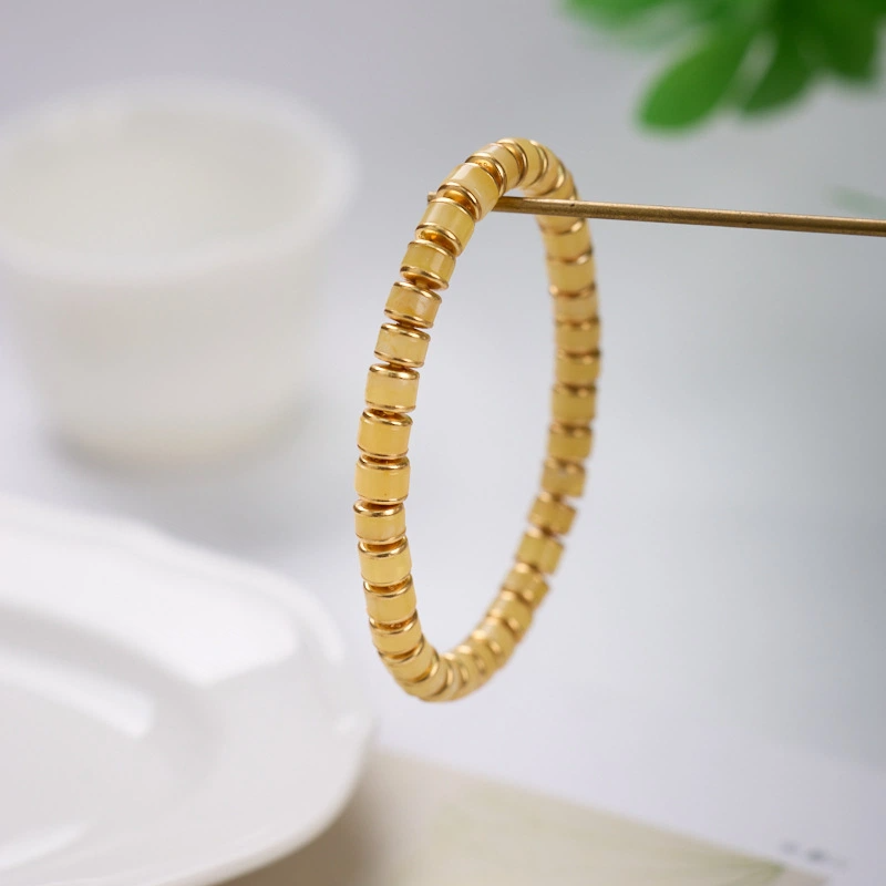 TerraDharma "Nurturing Fortune & Radiant Harmony" Natural Barrel-shaped Beads of Amber Bracelet