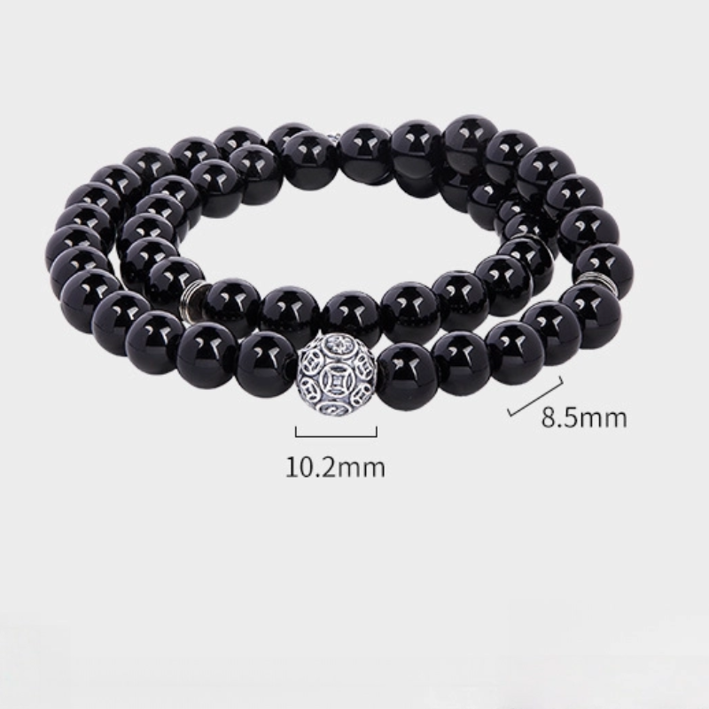 TerraDharma "Negativity Shield & Stress Allevation" Obsidian Double Circle Bracelet