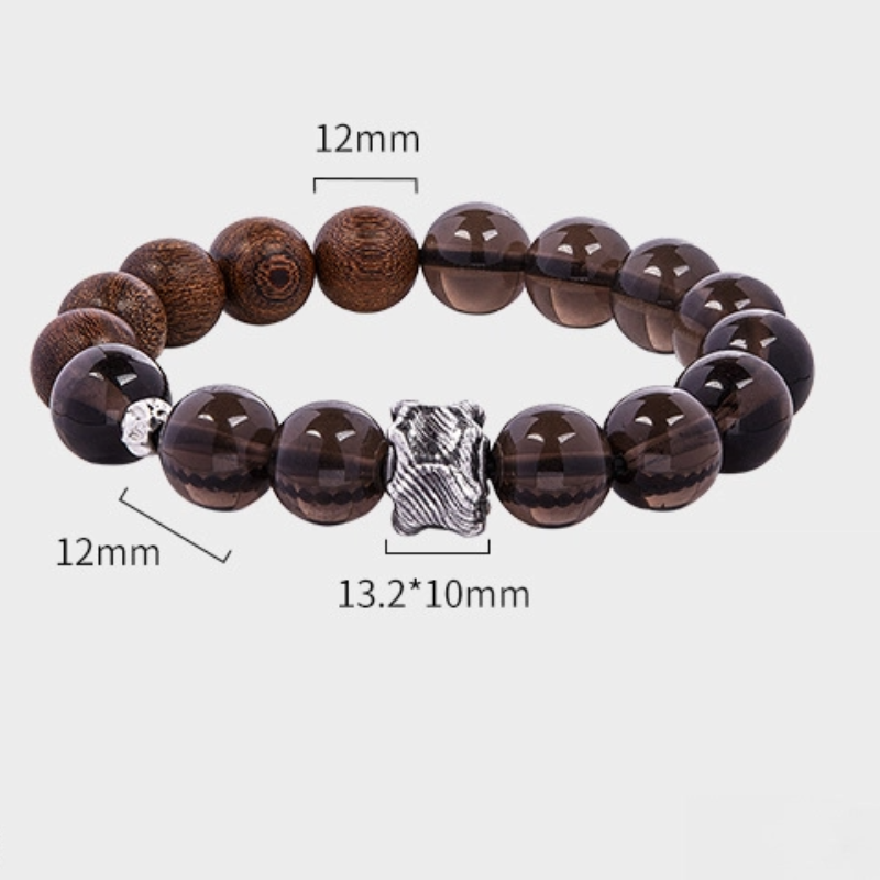TerraDharma "Graceful Protection & Calm Prospetity" Sandalwood & Ice Obsidian Beaded Bracelet