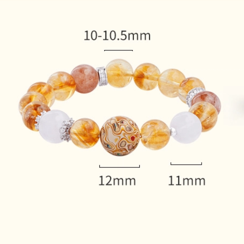 TerraDharma "Timeless Blessing & Mind Sharpening" Lacquer Bead & Golden Rutilated Quartz Beaded Bracelet