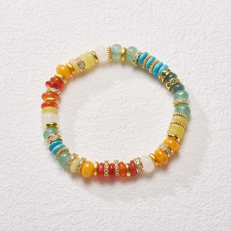 Natural Multi-color Gemstone Rainbow Bracelet (Walking Dopamine)