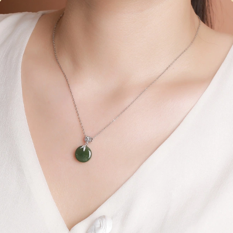 TerraDharma "Divine Wisdom & Eternal Harmony" Hetian Jade & Bamboo - Inspired Pendant Necklace