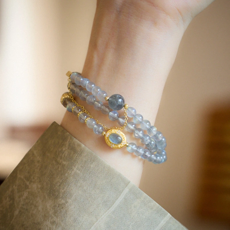 TerraDharma "Spirit Awakening & Moonlit Healing" Natural Moonstone Crystal Bracelet