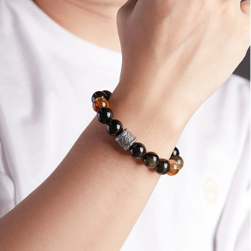 TerraDharma "Negativity Shield & Soul Grounding" Obsidian Bracelet