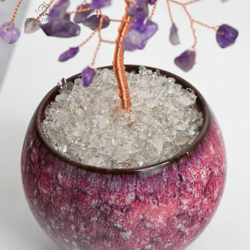 Natural crystal crushed stone money-attracting tree - TerraDharma