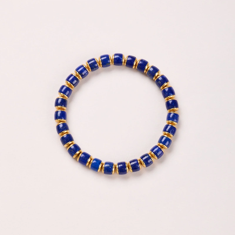 TerraDharma "Spiritual Awakening & Balance Restoration" Natural Barrel-shaped Beads of Lapis Lazuli Bracelet