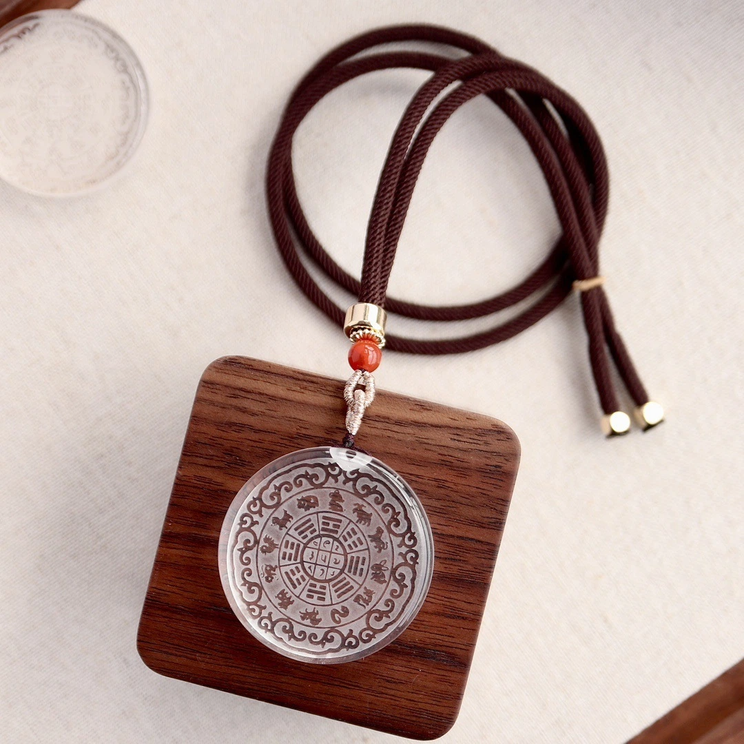 Natural White Crystal Pendant (Nine Palaces and Eight Trigrams)