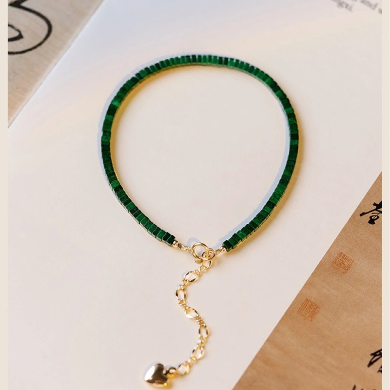 Malachite Bracelet (Extremely Thin, Single Circle Geometric Style Bracelet)