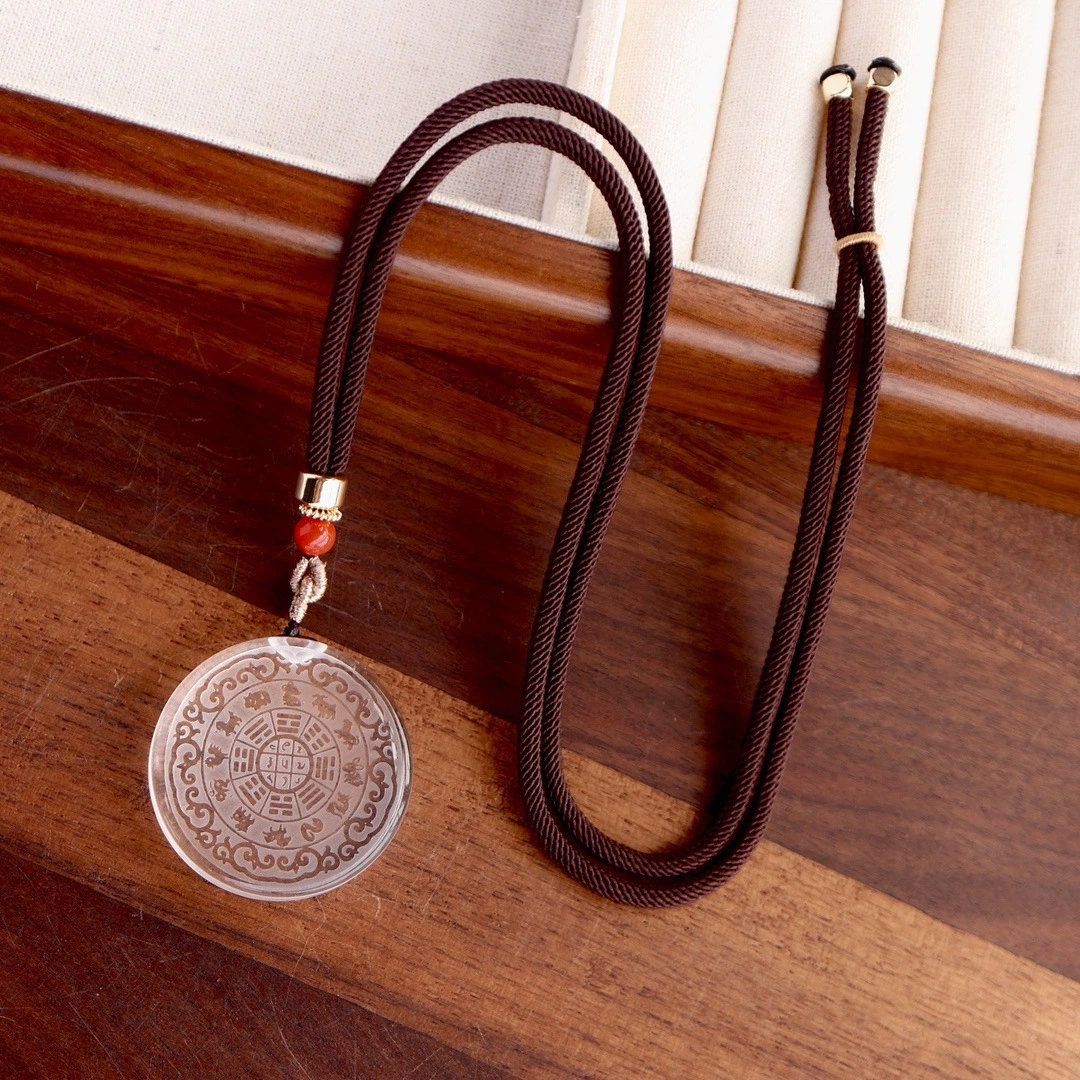 Natural White Crystal Pendant (Nine Palaces and Eight Trigrams)