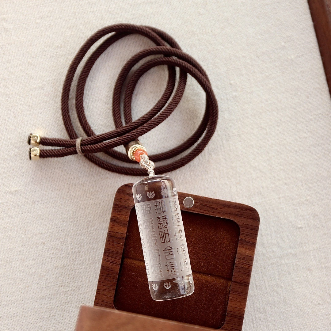 Natural White Crystal Pendant (The Heart of the Shurangama Mantra)