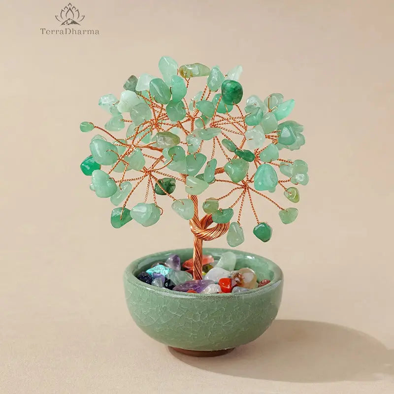 Invigorated Spirit - Natural Aventurine fragments feng shui tree - TerraDharma