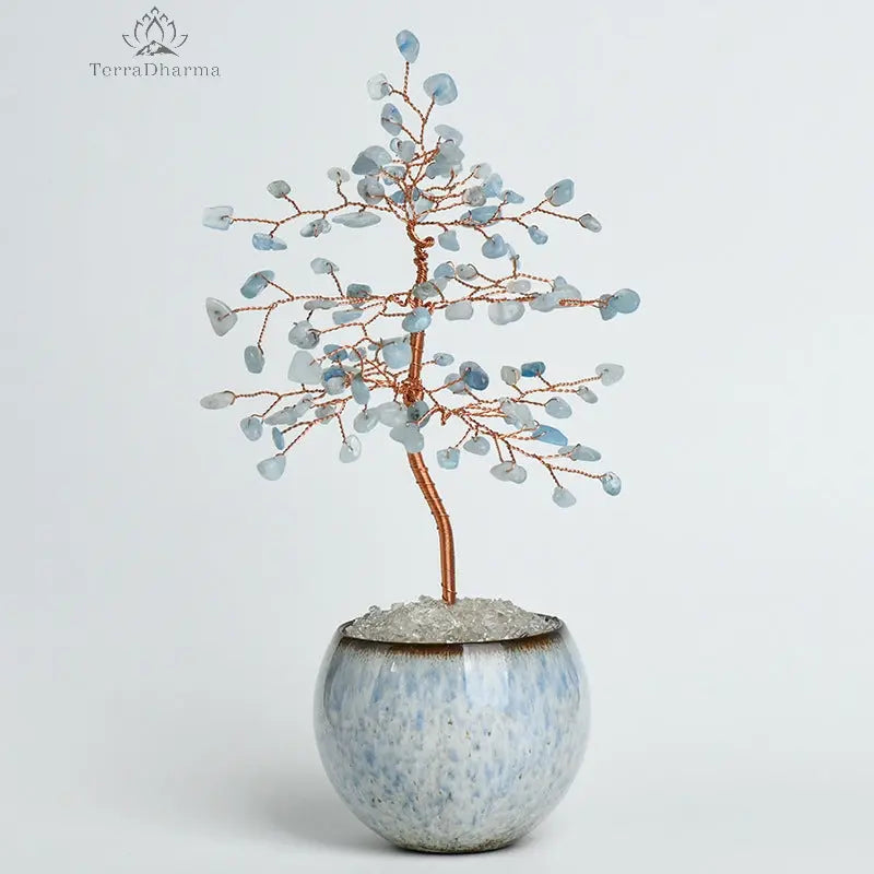 Natural crystal crushed stone money-attracting tree - TerraDharma