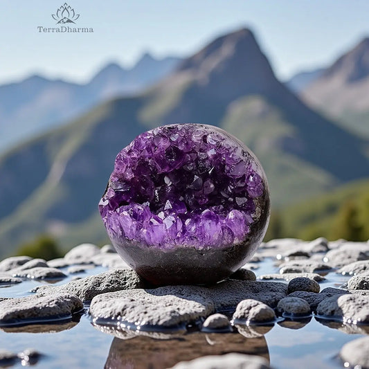 Natural open-mouth smiling amethyst cluster treasure basin - TerraDharma