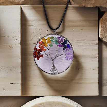 Terra Dharma Chakra Tree of Life Pendant - Crystal Pendant - Healing Crystals -Tree Pendant - TerraDharma