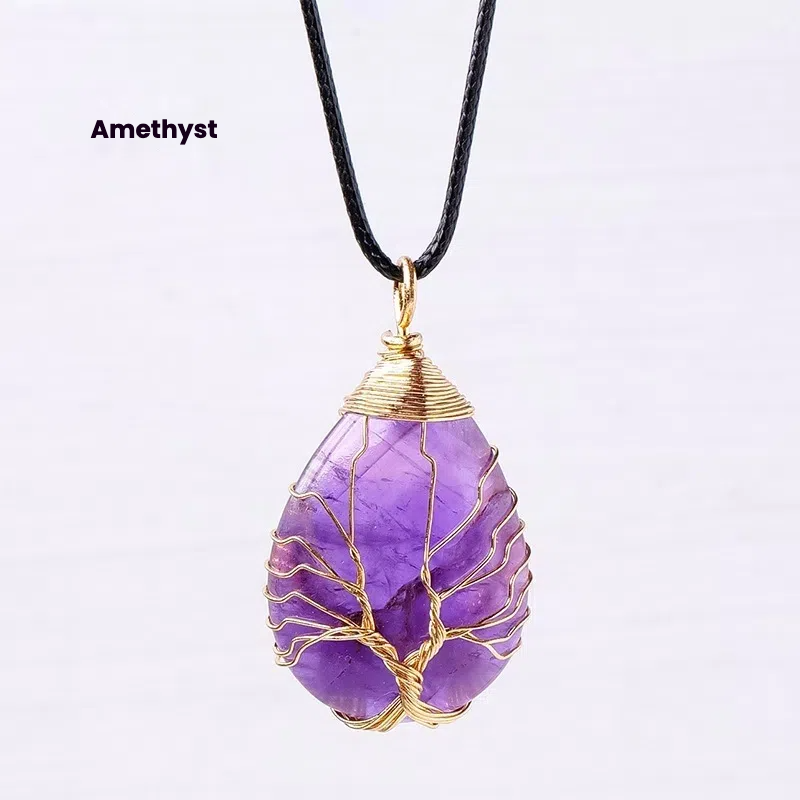 Terra Dharma Natural amethyst water drop pendant - TerraDharma