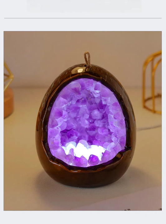 Amethyst Crystal USB Night Light – Tranquil Energy Lamp for Meditation, Ambiance, Home & Office Décor, Housewarming Gift - TerraDharma
