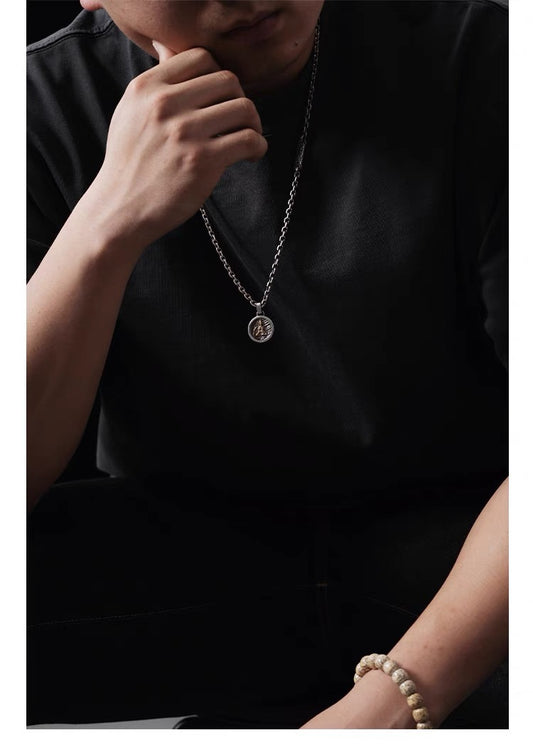 Wuxiang pendant original Chinese-style accessories silver-plated copper round pendant, keychain, backpack pendant, necklace, small ornaments and accessories - TerraDharma