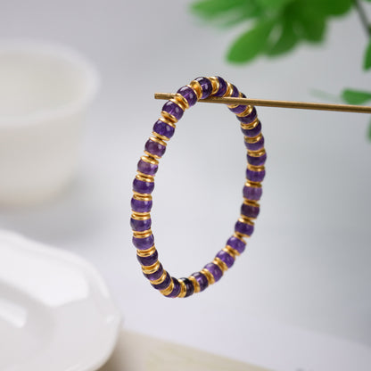 Natural Barrel-shaped Beads of Amethyst Bracelet
