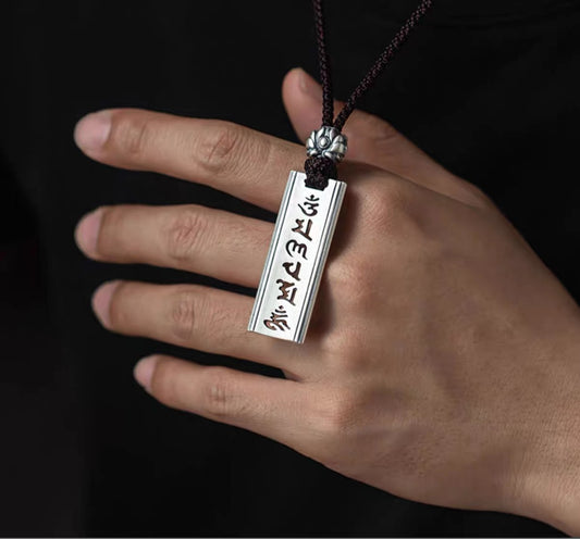 TerraDharma Six-character mantra cooper-plating silver pendant - TerraDharma