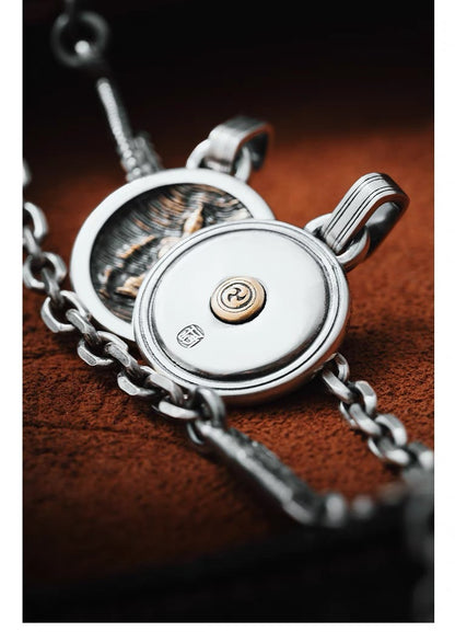 Wuxiang pendant original Chinese-style accessories silver-plated copper round pendant, keychain, backpack pendant, necklace, small ornaments and accessories - TerraDharma