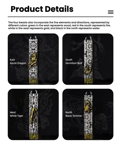 A pendant featuring the mythical auspicious beasts of the Four Symbols: the Blue Dragon, the White Tiger, the Vermilion Bird and the Black Tortoise - TerraDharma