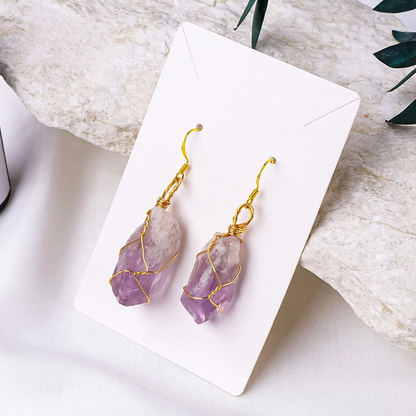 Natural Crystal Tooth-shaped Raw Stone Earrings
