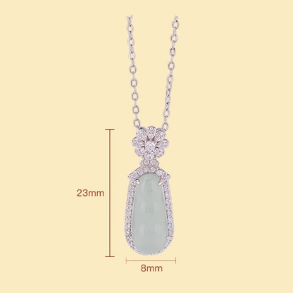 Blue Water Jade of Fortune Pod Pendant Nacklace (with Sterling Silver)