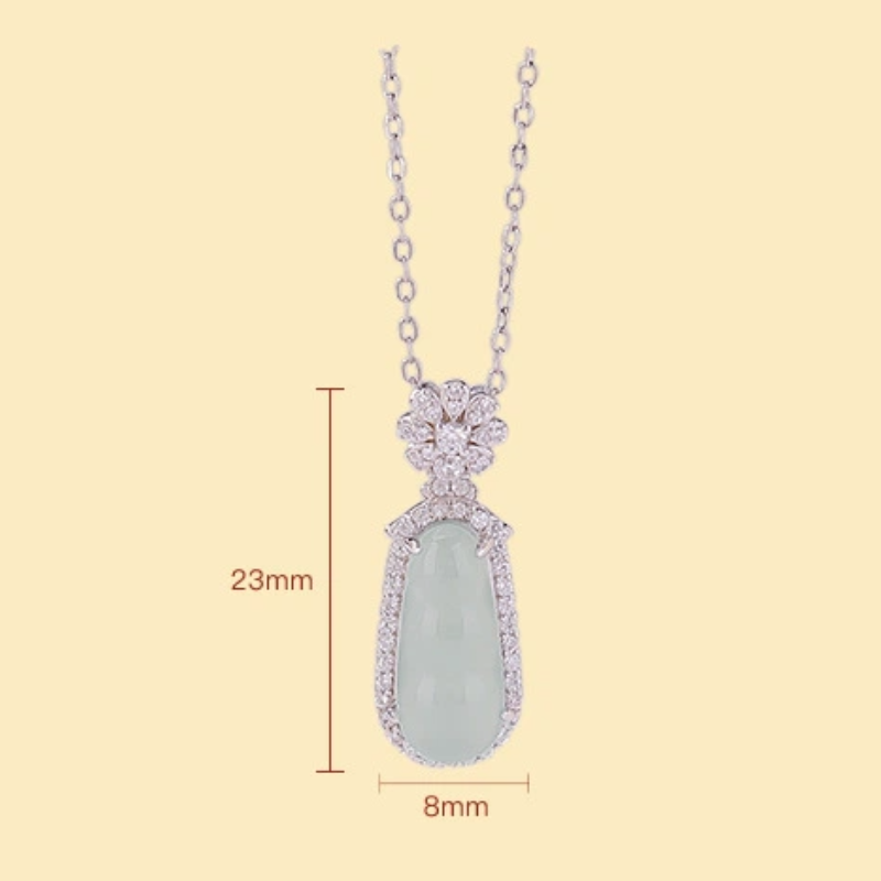 TerraDharma "Longevity Blessing & Fruitful Luck" Blue Water Jade of Fortune Pod Pendant Nacklace (with Sterling Silver)