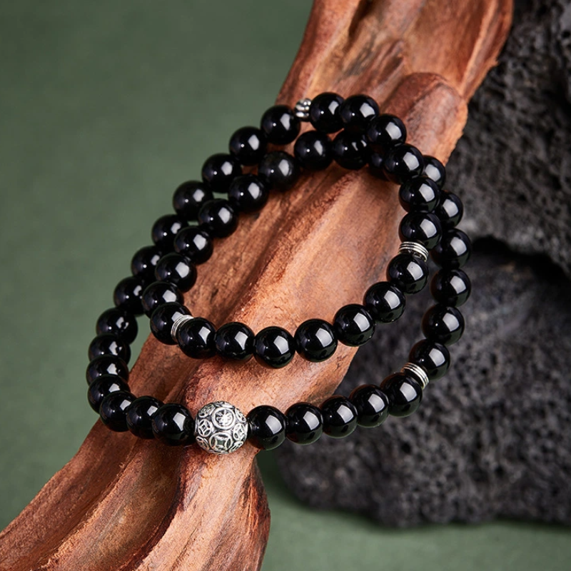 Obsidian Double Circle Bracelet