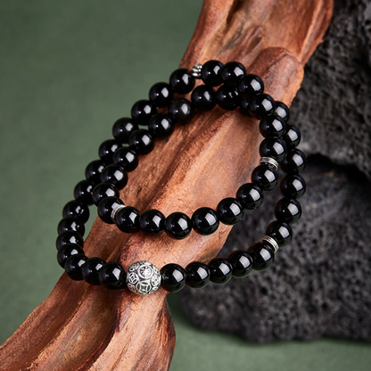 Obsidian Double Circle Bracelet