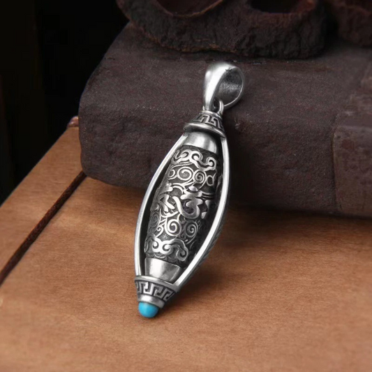 Six-character Mantra Prayer Wheel Pendant