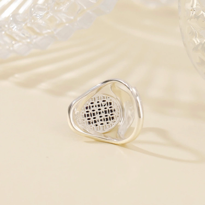 Natural Oval Charoite Sterling Silver Ring (with Simple Design)