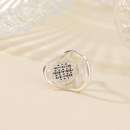 Natural Oval Charoite Sterling Silver Ring (with Simple Design)