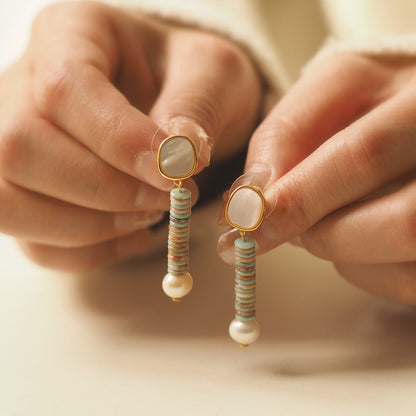 Mother-of-pearl vintage natural pearl tassel earrings