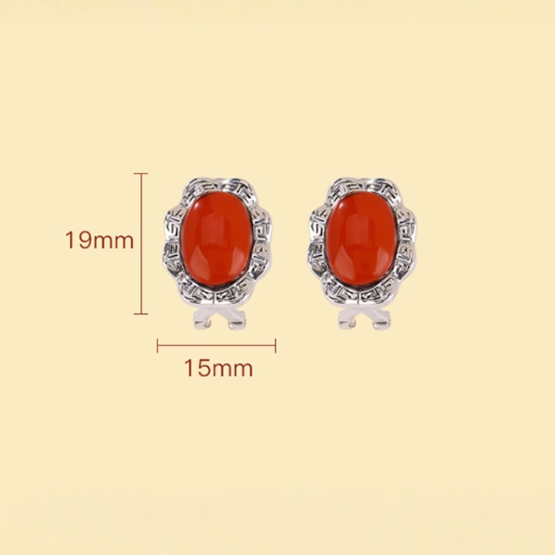 TerraDharma "Passionate Prosperity & Continuous Harmony" Blood Amber with Greek Fret Pattern Earrings