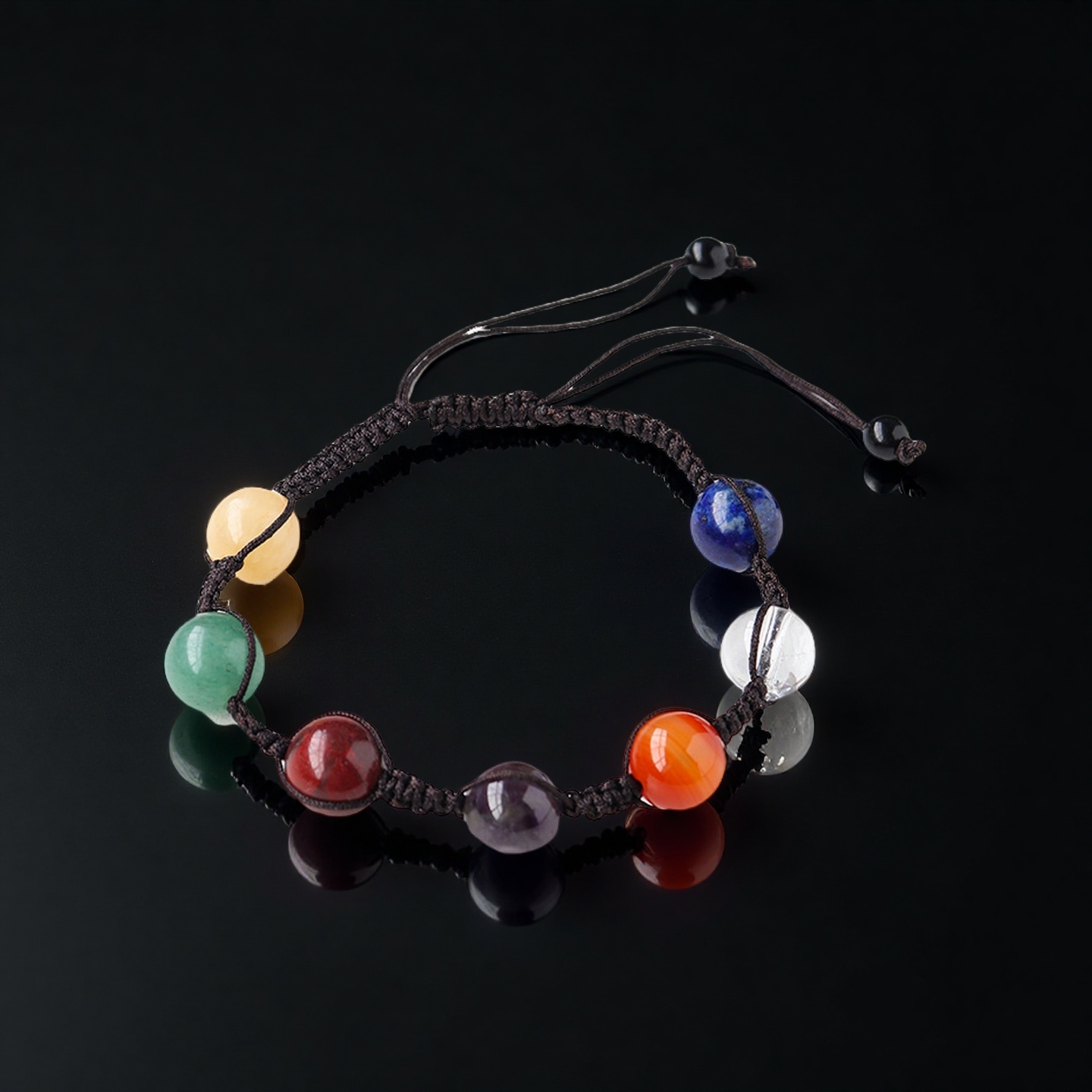 Terra Dharma Natural crystal seven-color gemstone round bead bracelet - TerraDharma