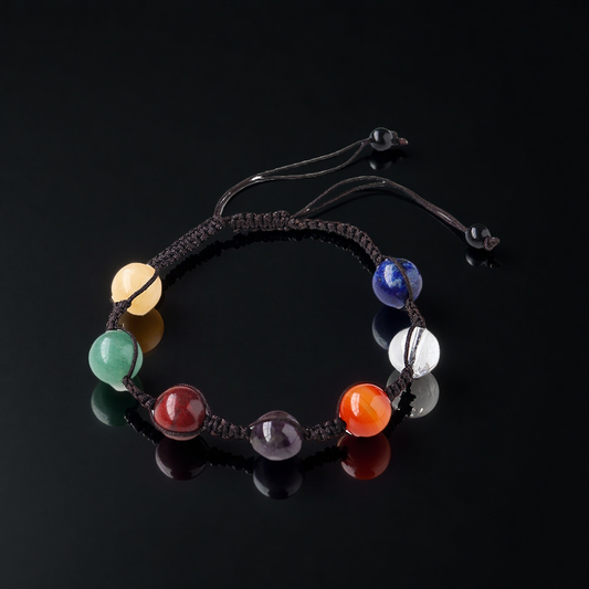 Terra Dharma Natural crystal seven-color gemstone round bead bracelet - TerraDharma
