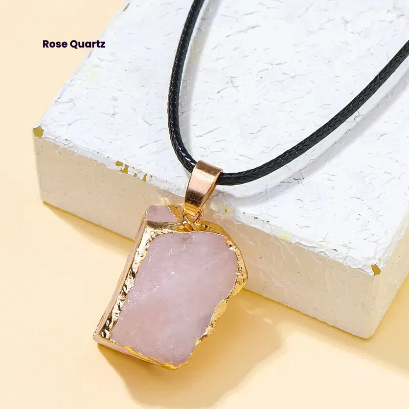 Terra Dharma Natural Crystal Quartz Raw Crystal Necklace,Rose quartz/Amethyst/Citrine/Aventurine Pendant necklace,Crystal Jewelry - TerraDharma
