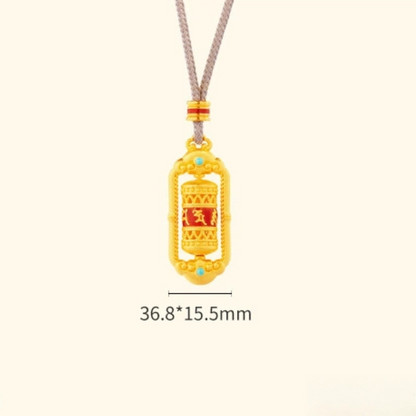 Gold-plated Sterling Silver & Enamel Fortune Wheel Pendant Nacklace