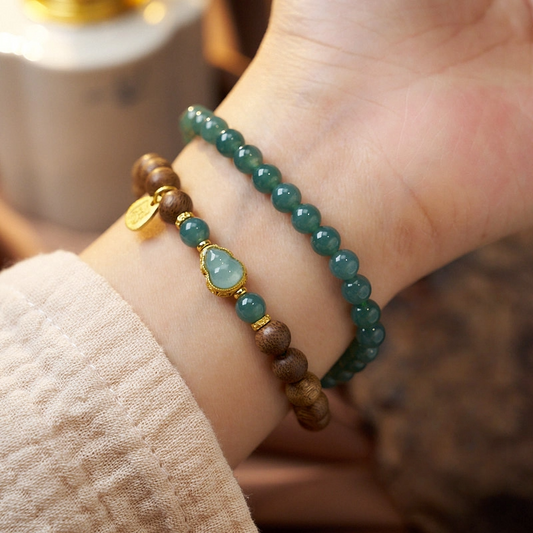 Agarwood & Ice-type Jadeite Bracelet (with Zhaki Lamu Pendant)