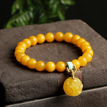 Natural beeswax bracelet (with beeswax rose pendant)
