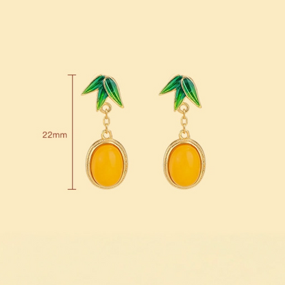 Beeswax & Enamel Bamboo Leaves Earrings