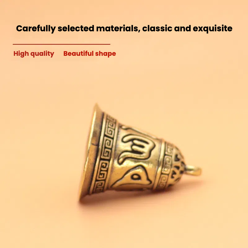 Pure copper handcrafted six-character mantra bell, car hanging - TerraDharma