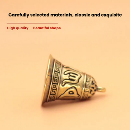 Pure copper handcrafted six-character mantra bell, car hanging - TerraDharma