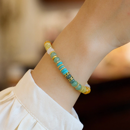 Natural Multi-color Gemstone Rainbow Bracelet (Walking Dopamine)