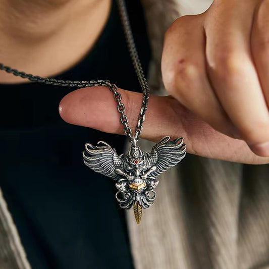 TerraDharma Traditional in Tibet Great Peng Golden-winged bird necklace - TerraDharma
